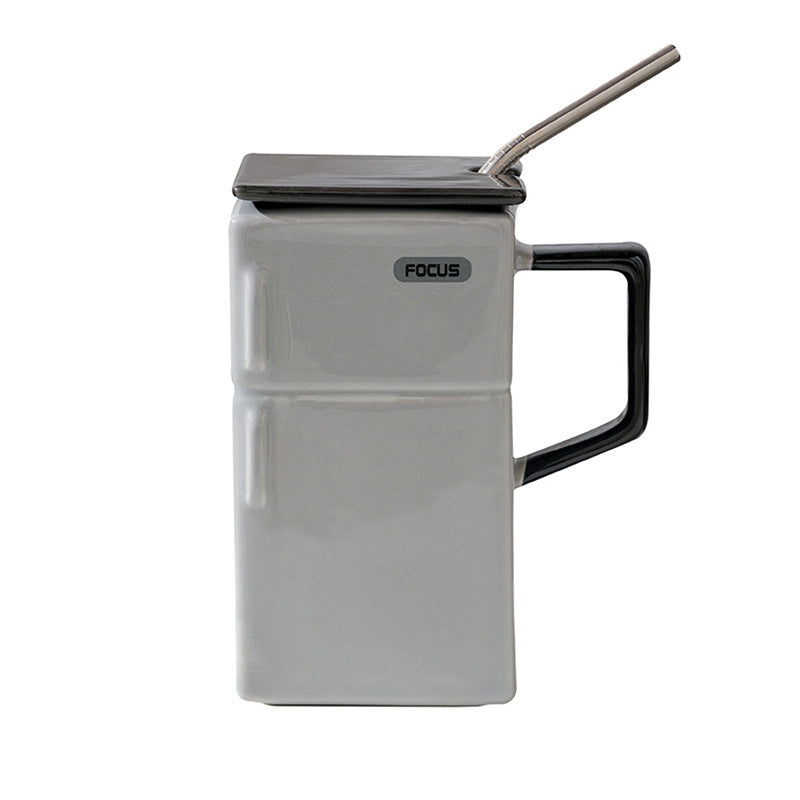 Creative Retro Refrigerator Lid Straw Ceramic Cup Kitchen Gadgets